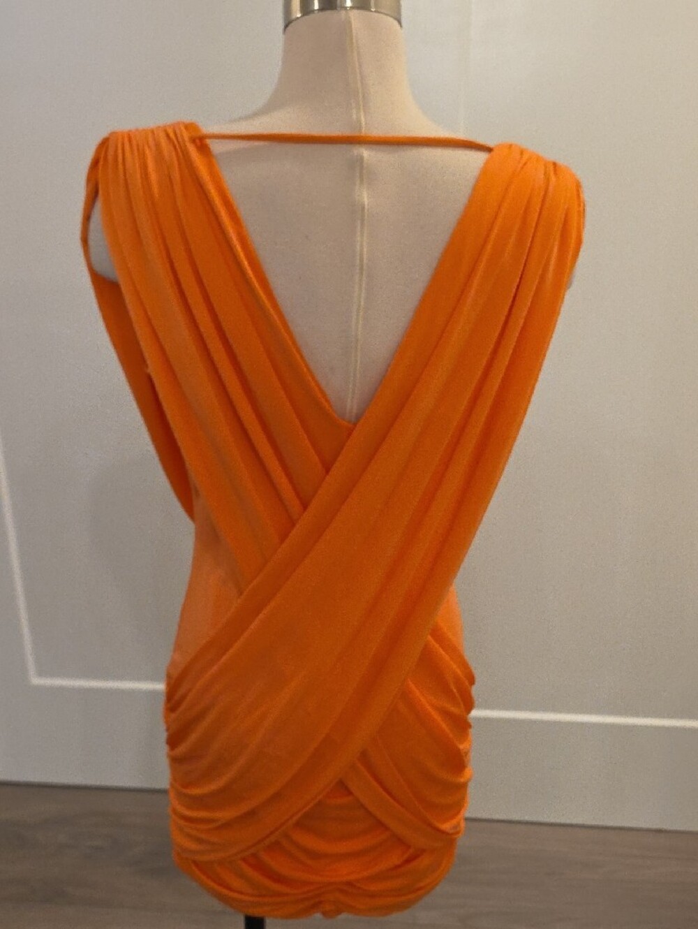 BCBGMaxAzria Orange Draped Mini Dress size L new with tags - Picture 5 of 12